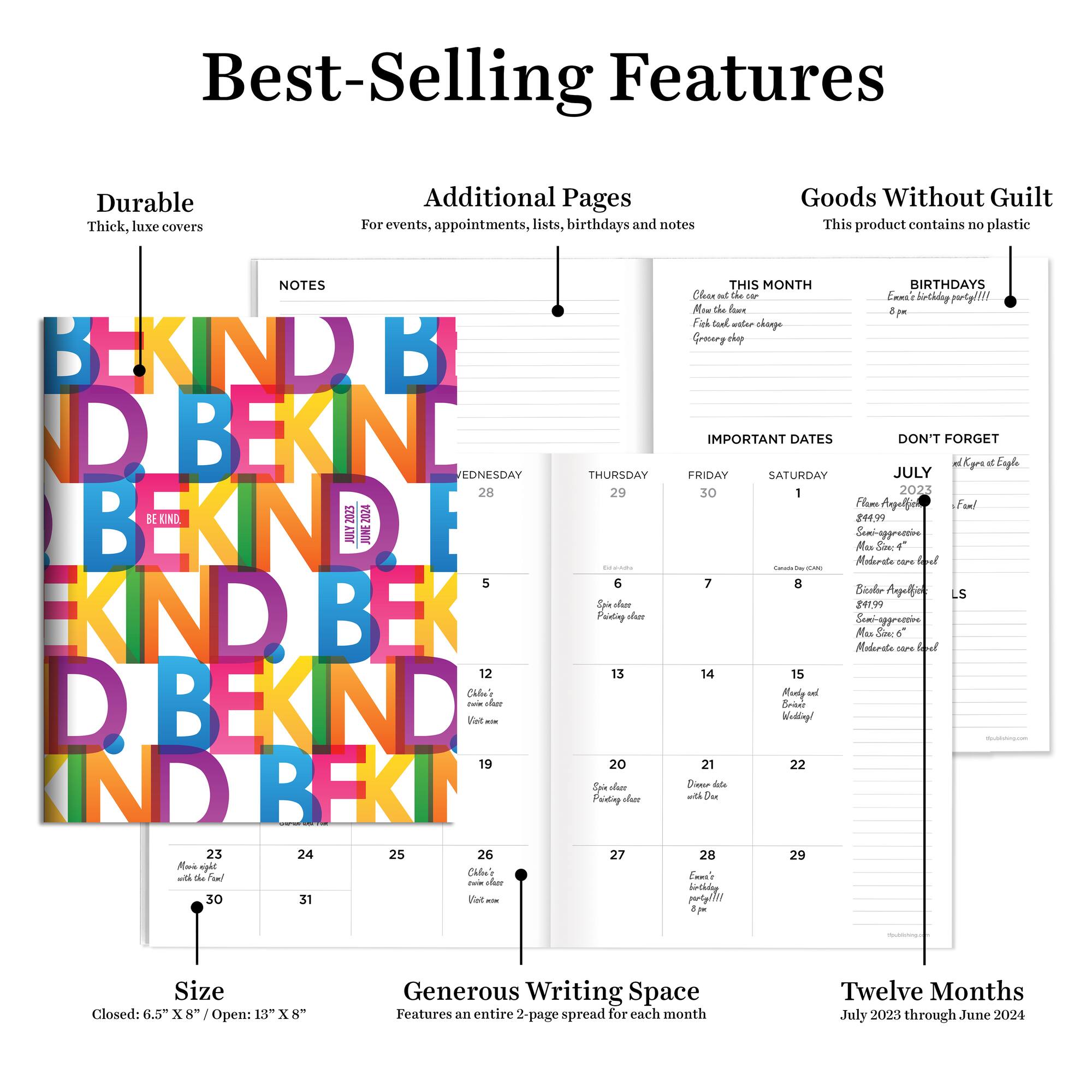 TF Publishing 2023-2024 Be Kind Medium Monthly Planner